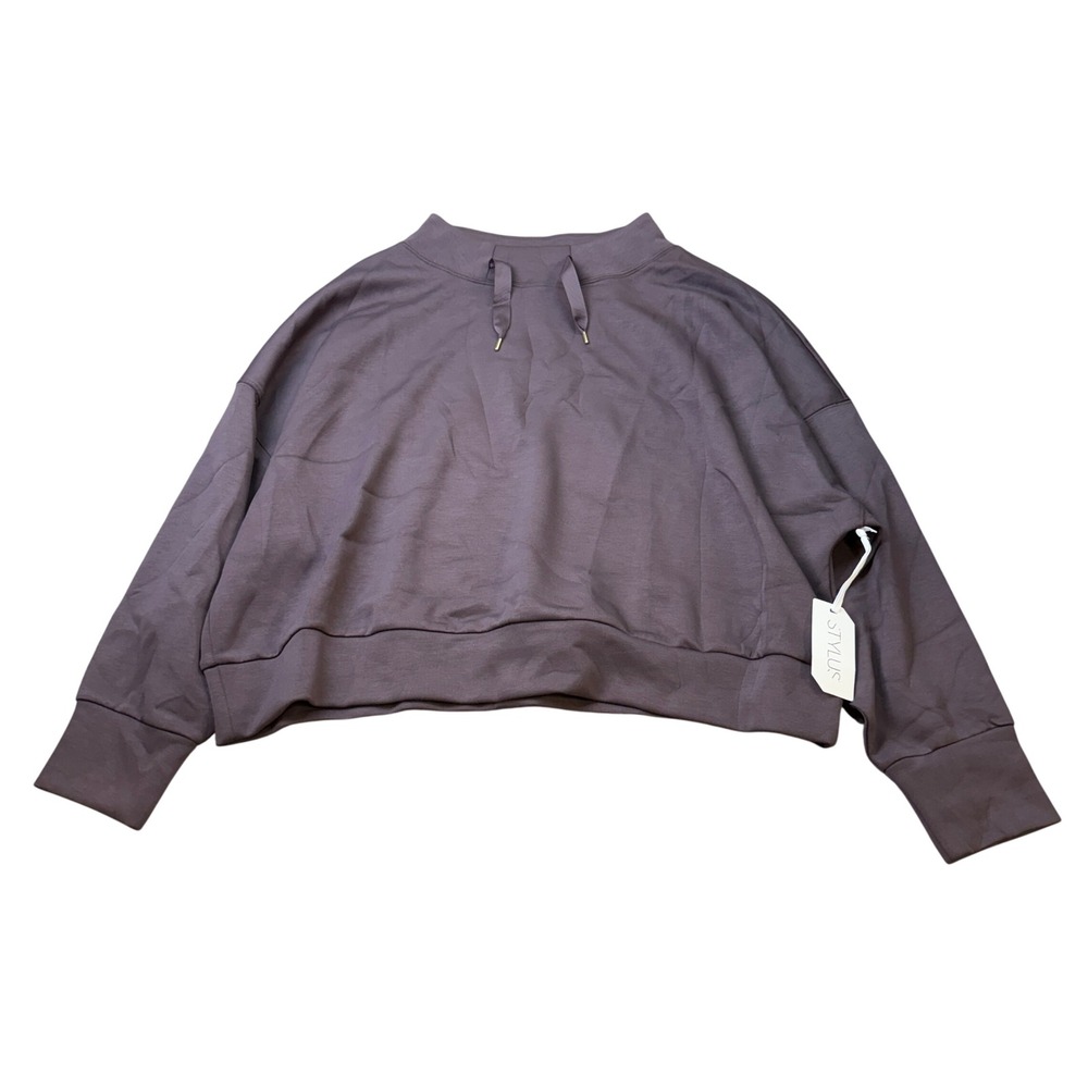 MSRP $54 Stylus Womens 1X Raisin Funnel Neck Long Sleeve Sweatshirt